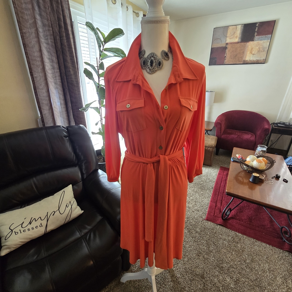 Chic Orange Long Sleeve Dress